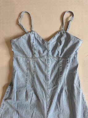 Light Wash Denim Spaghetti Strap Dress